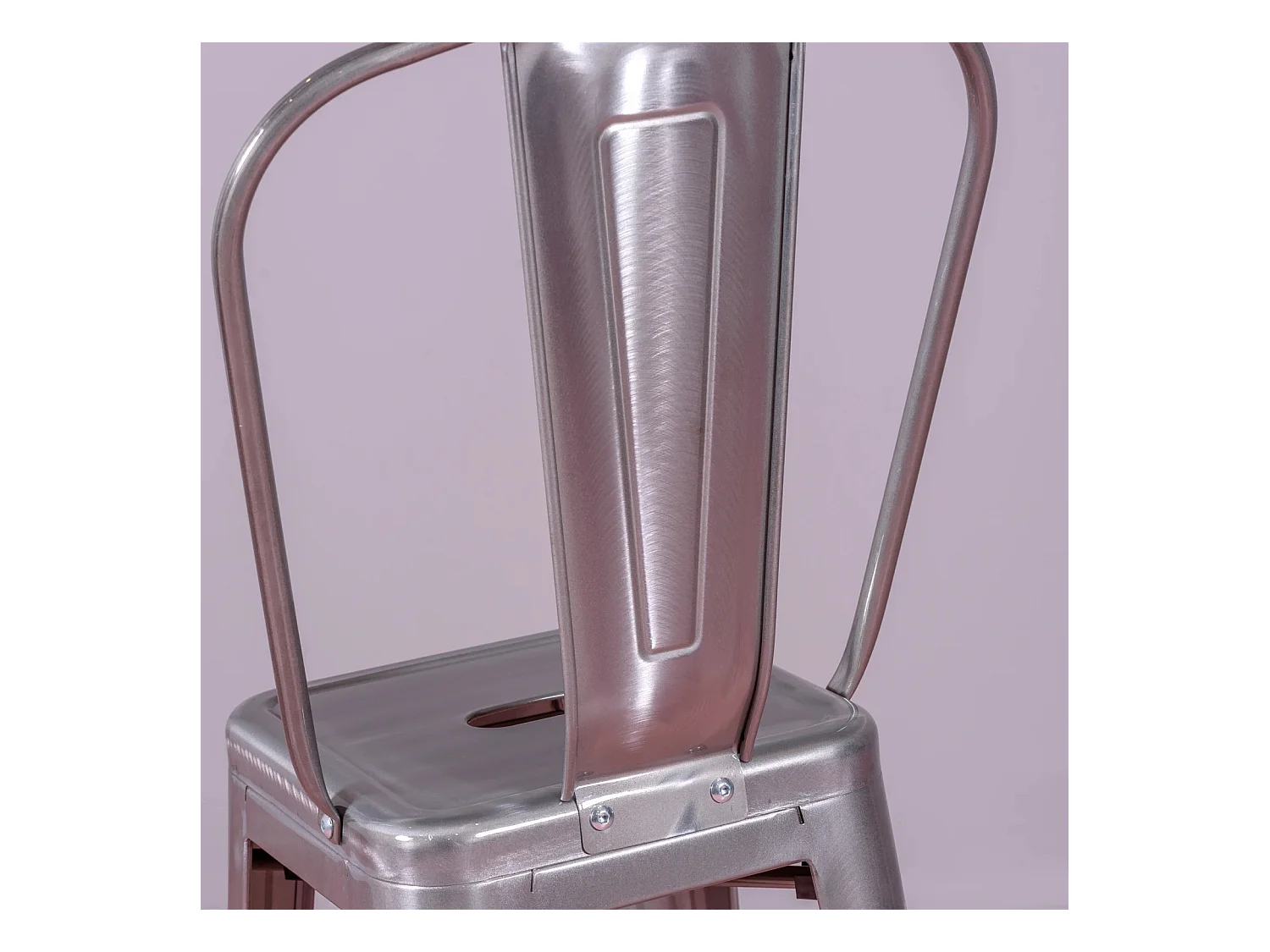 Tabouret industriel en acier métallisé avec dossier haut (76cm) - Bistro - Métal