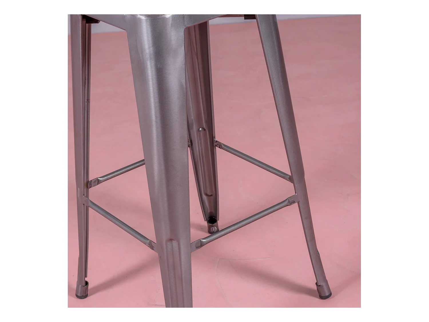 Tabouret industriel en acier métallisé avec dossier haut (76cm) - Bistro - Métal