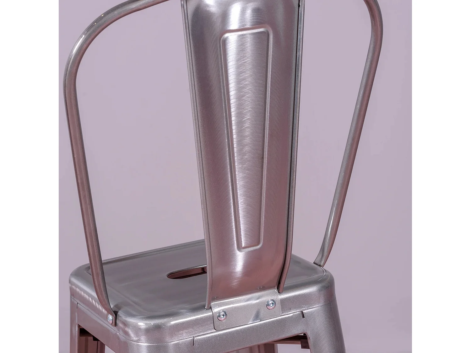 Taburete industrial en acero metalizado con respaldo alto (76cm) - Bistro - Metálico