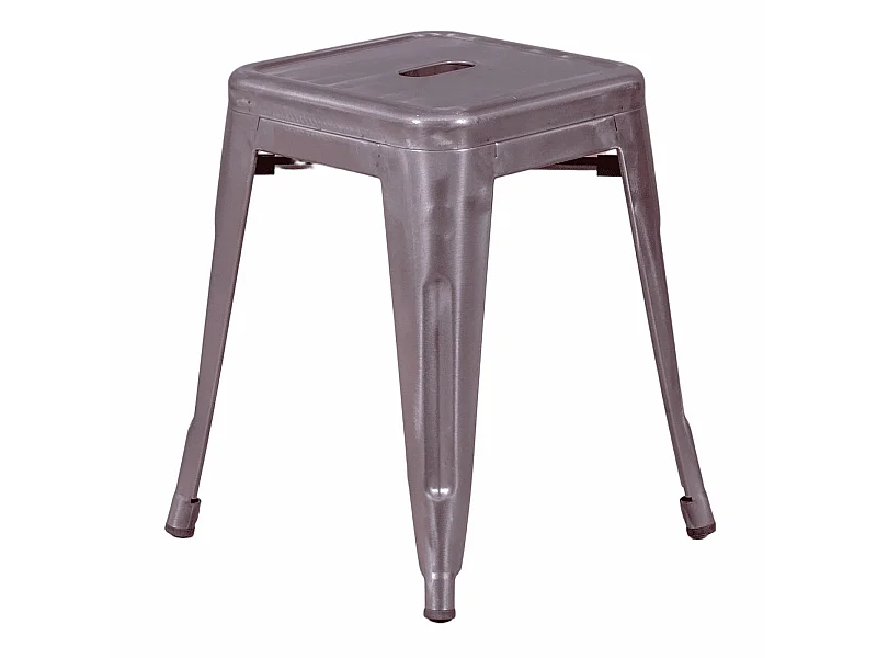 Taburete bajo industrial en acero metalizado (45cm) - Bistro - Metálico