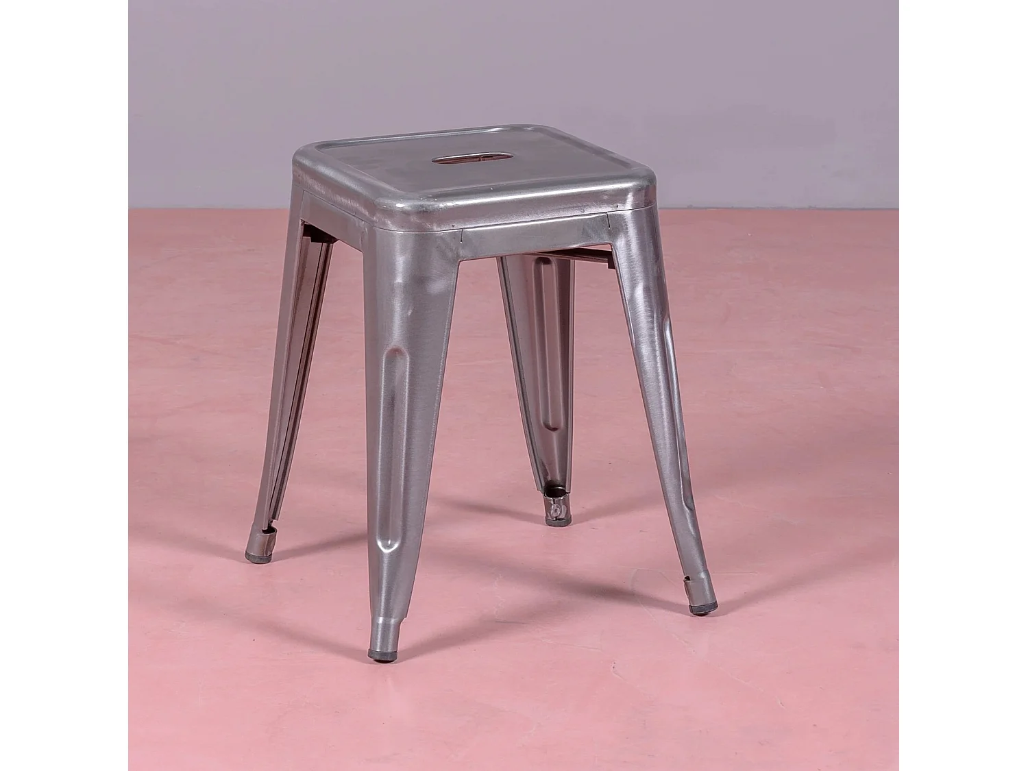 Lage industriële kruk in metallic staal (45cm) - Bistro - Metaal