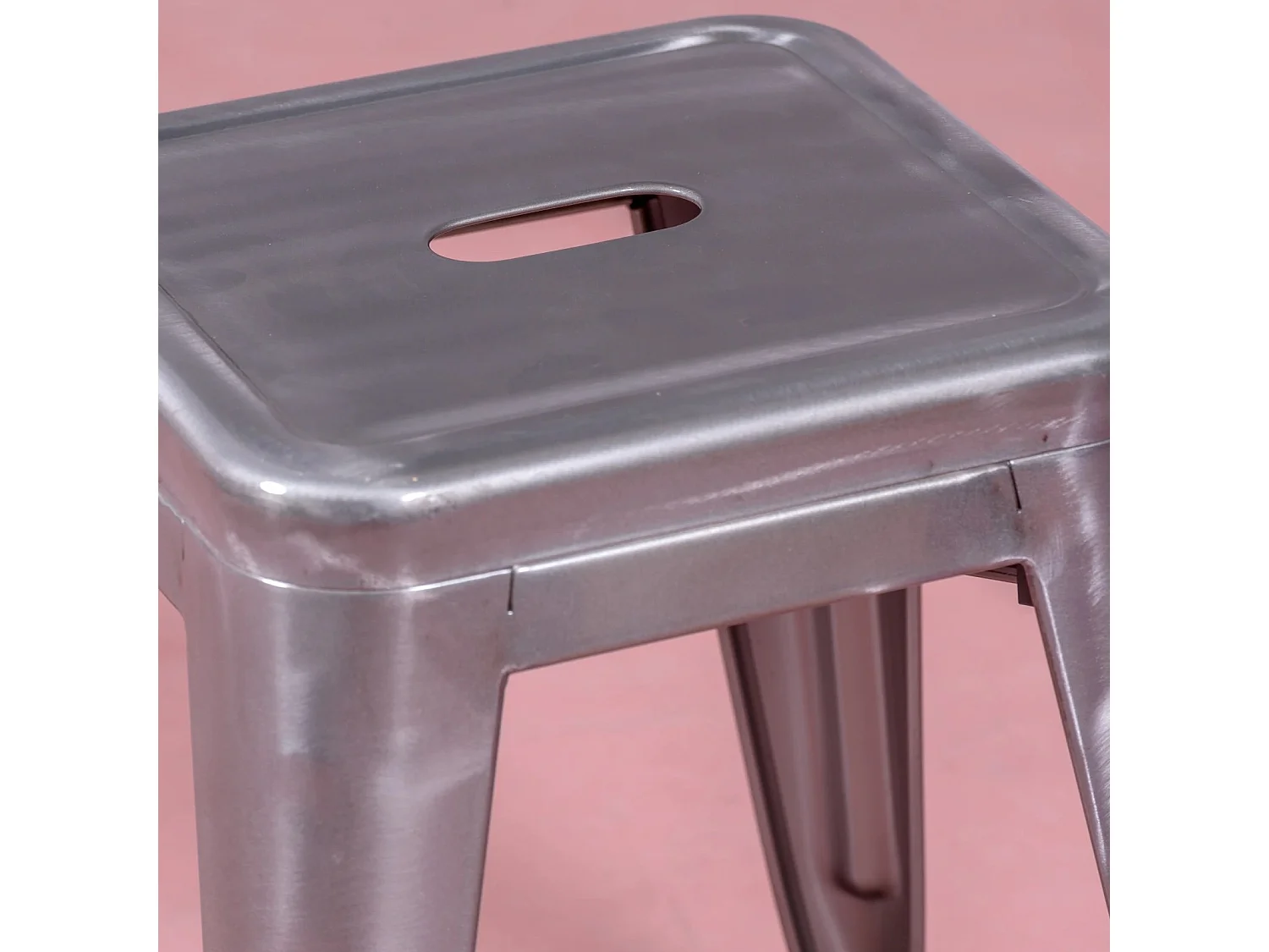 Lage industriële kruk in metallic staal (45cm) - Bistro - Metaal