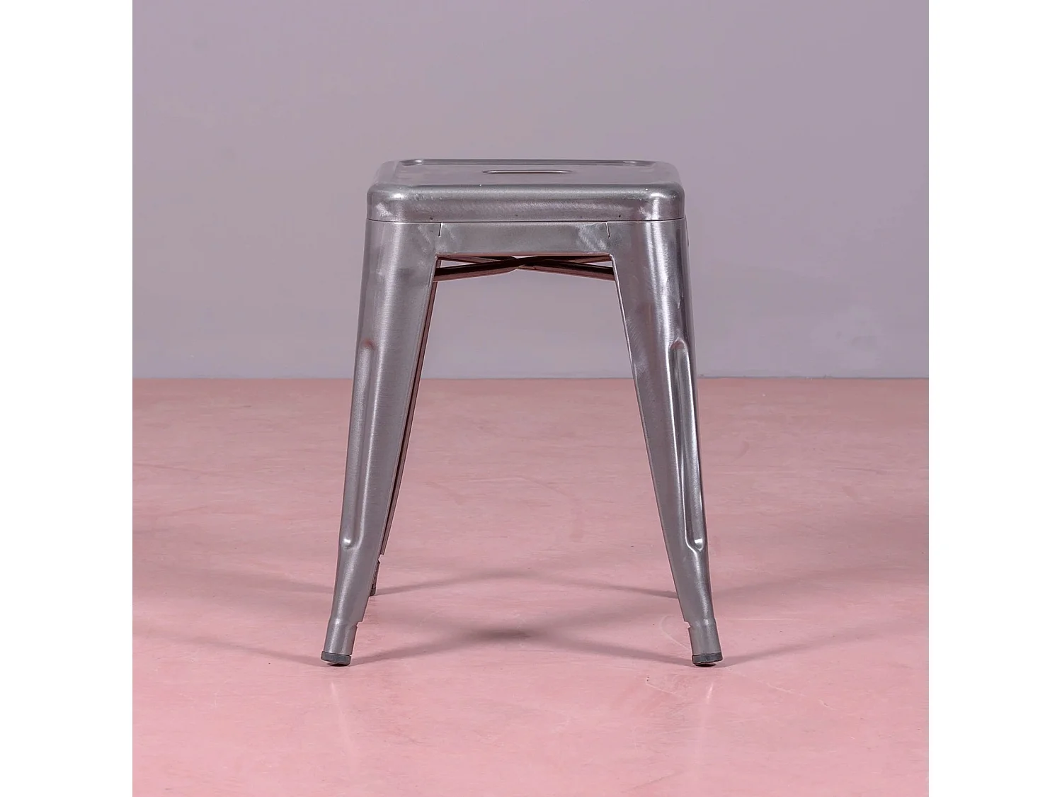 Lage industriële kruk in metallic staal (45cm) - Bistro - Metaal