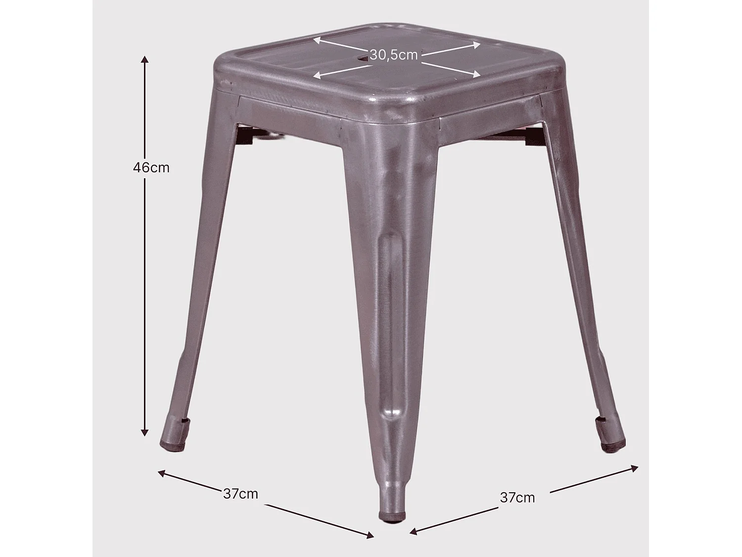 Tabouret bas industriel en acier métallisé (45cm) - Bistro - Métal