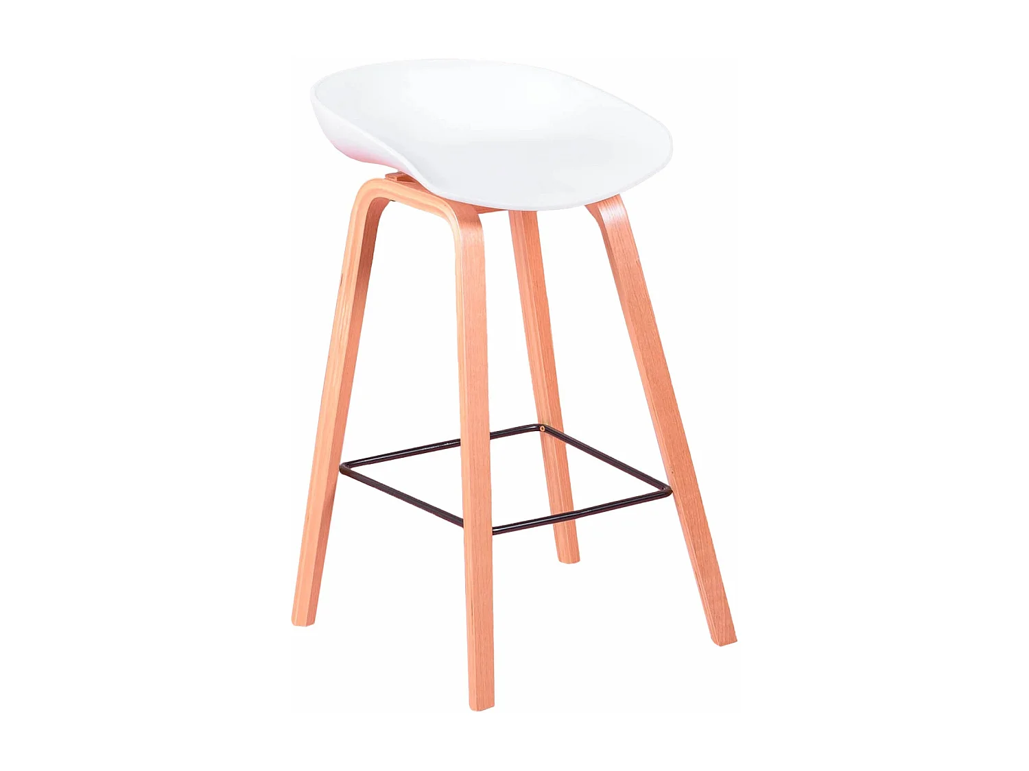 Banqueta nórdica com pernas em faia (63cm) - Daxer - Branco