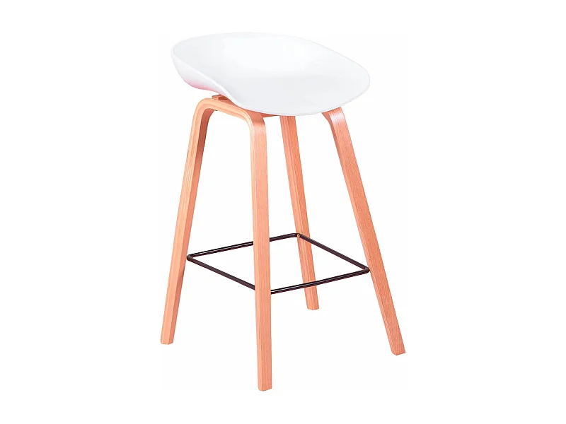 Scandinavische kruk met beukenhouten poten (63cm) - Daxer - Wit