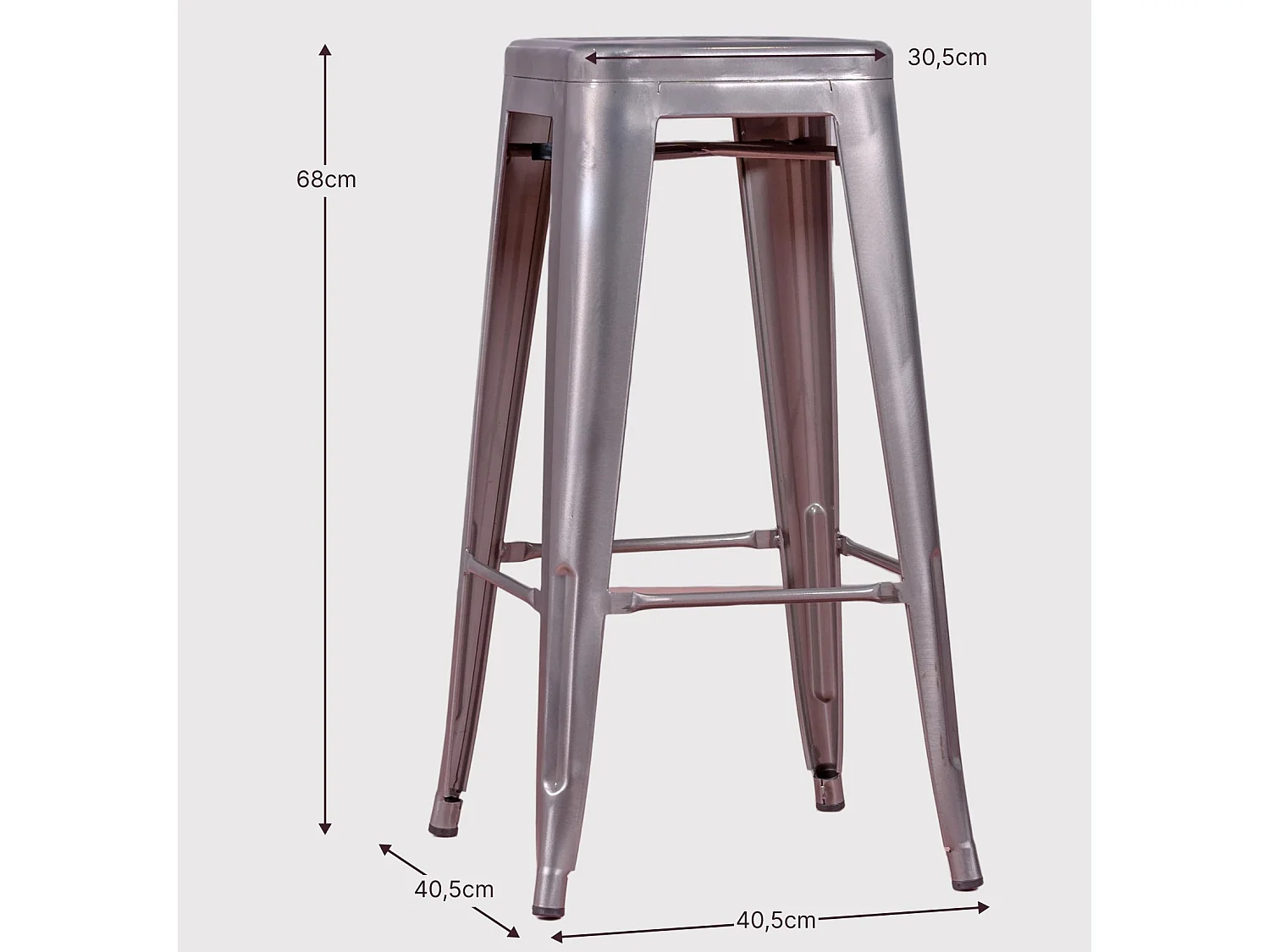 Stapelbare metalen stalen kruk (68cm) - Bistro - Zwart