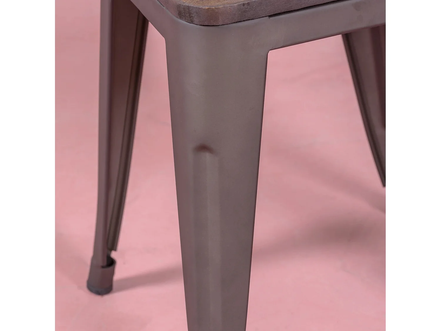 Tabouret bas industriel en acier vieilli et assise en bois (45cm) - Bistro - Antique