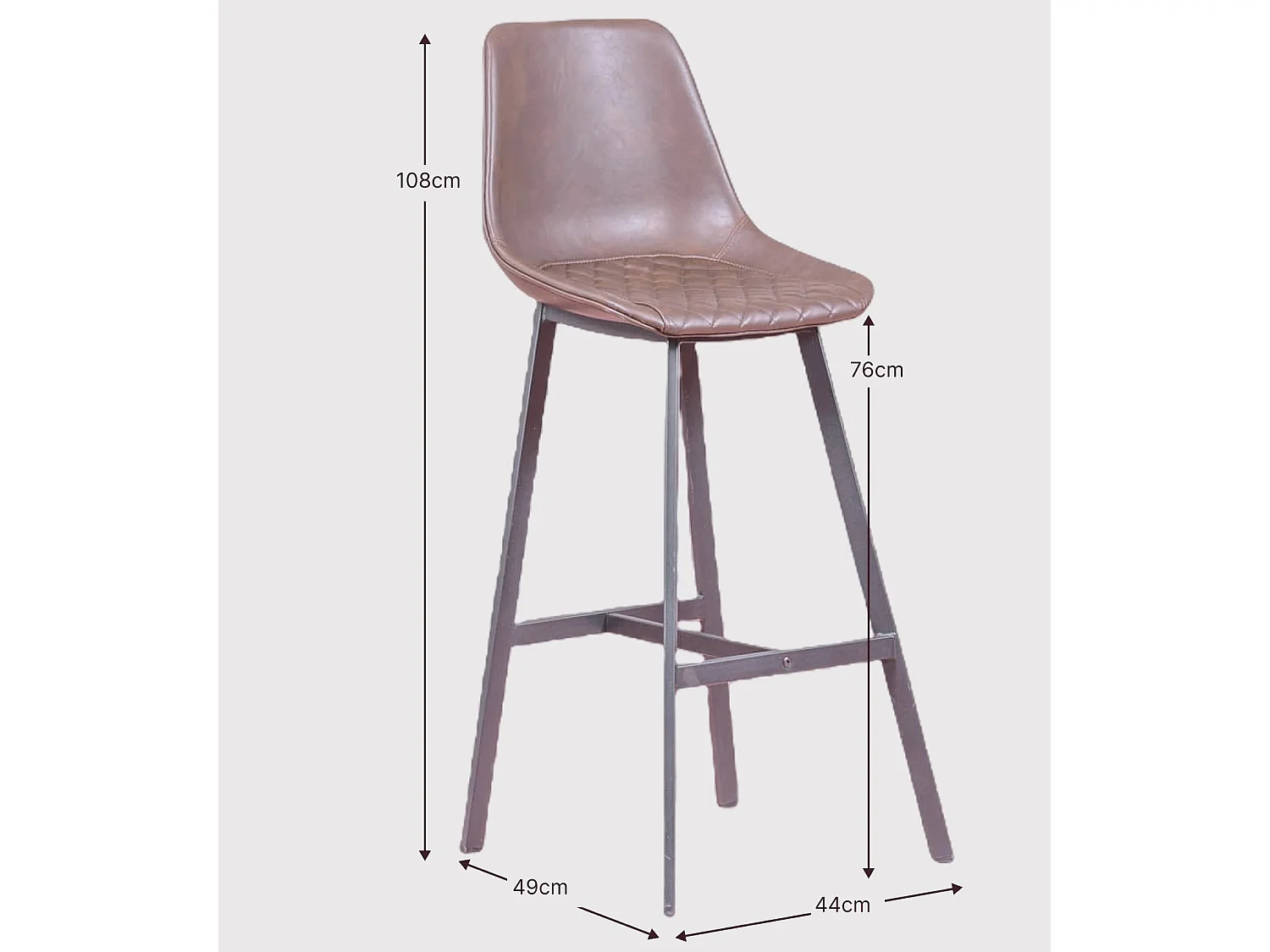 Banqueta vintage estofada em pele sintética (76cm) - Jules - Marrom