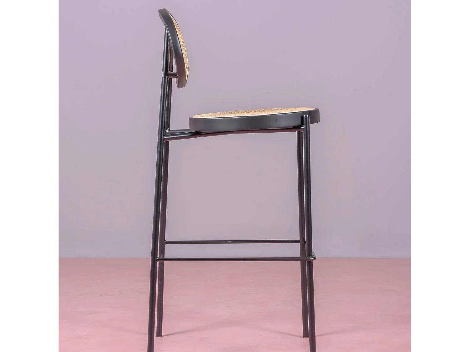 Vintage kruk met klassiek design in natuurlijk rotan - North - Zwart