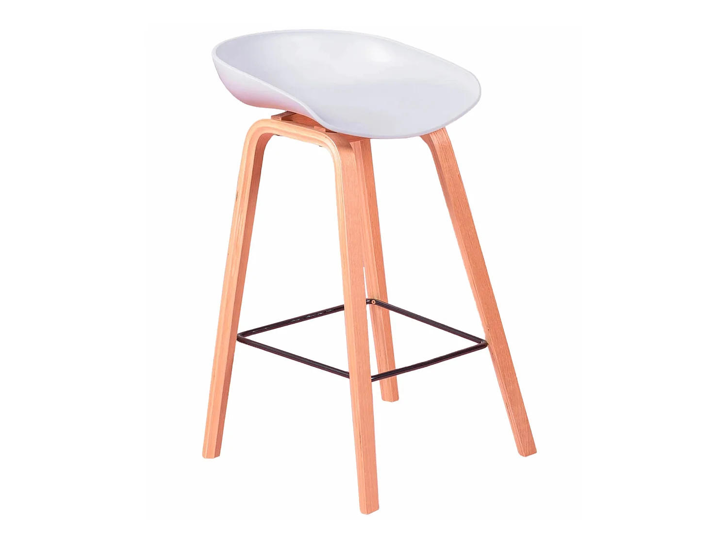 Tabouret nordique pieds en bois de hêtre (63cm) - Daxer - Gris clair