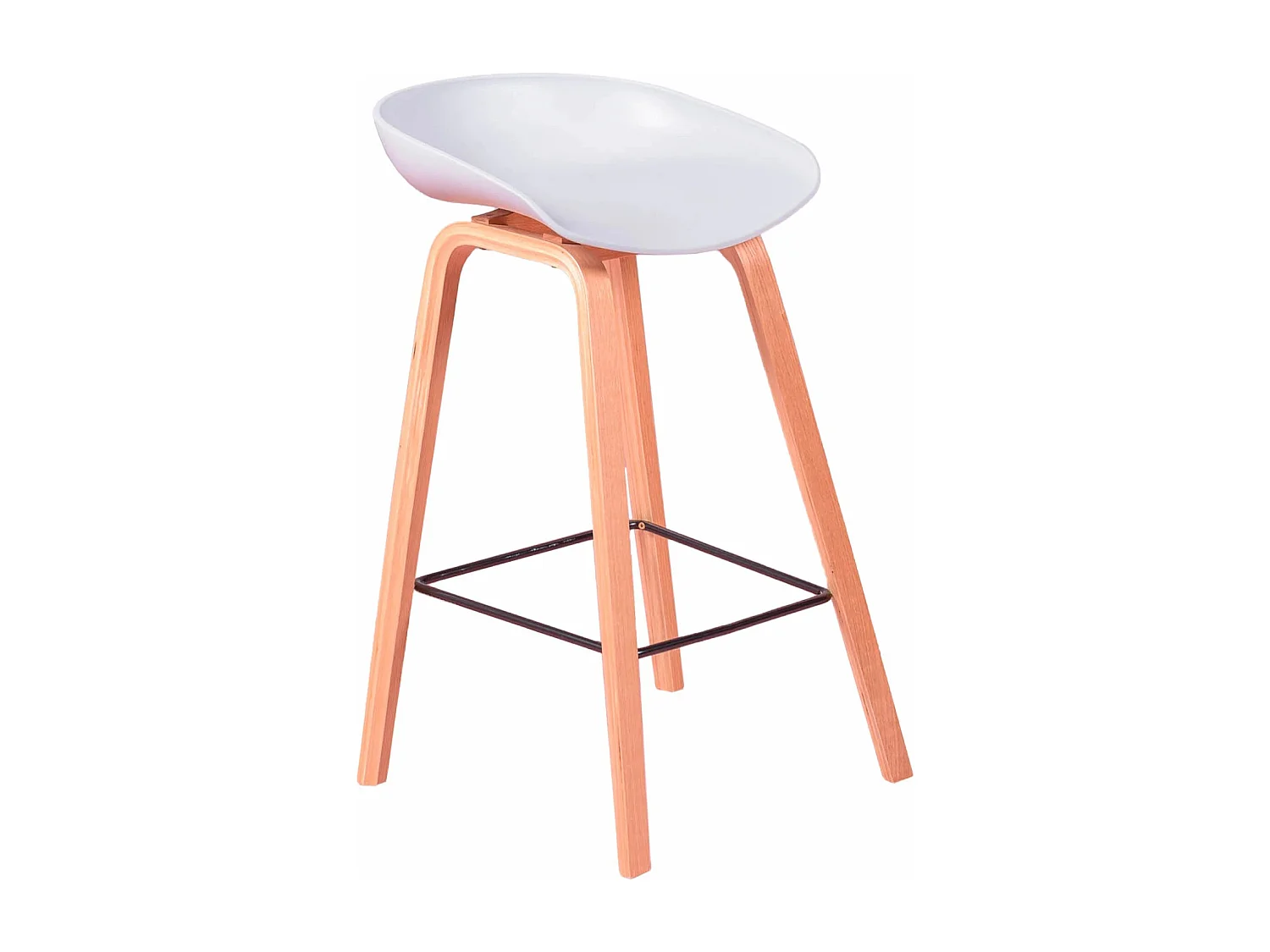 Scandinavische kruk met beukenhouten poten (63cm) - Daxer - Lichtgrijs