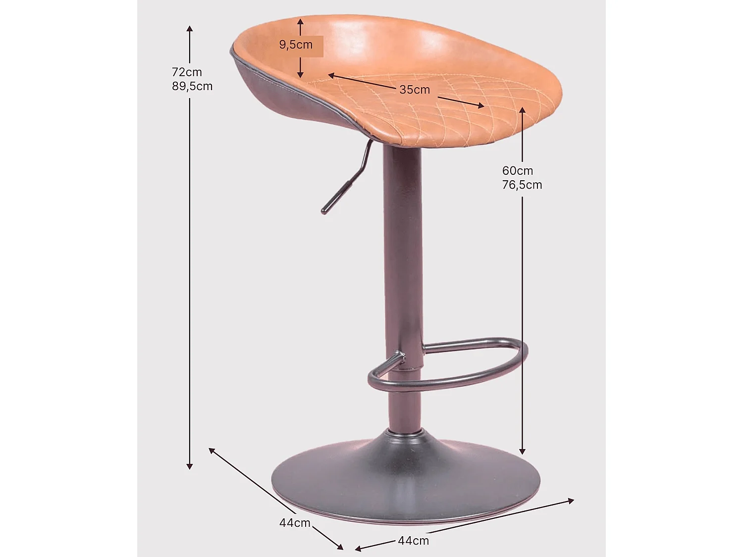 Tabouret réglable recouvert de simili cuir - Denver - Beige