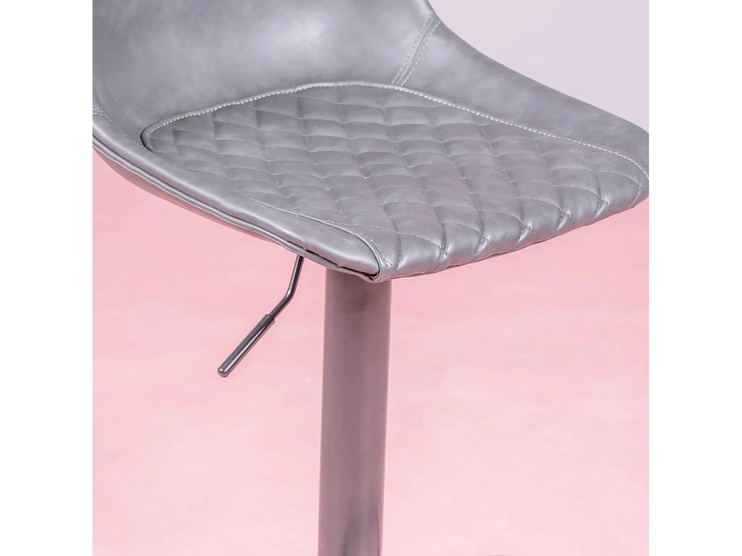 Sgabello regolabile con schienale rivestito in similpelle - Brandon - Grigio