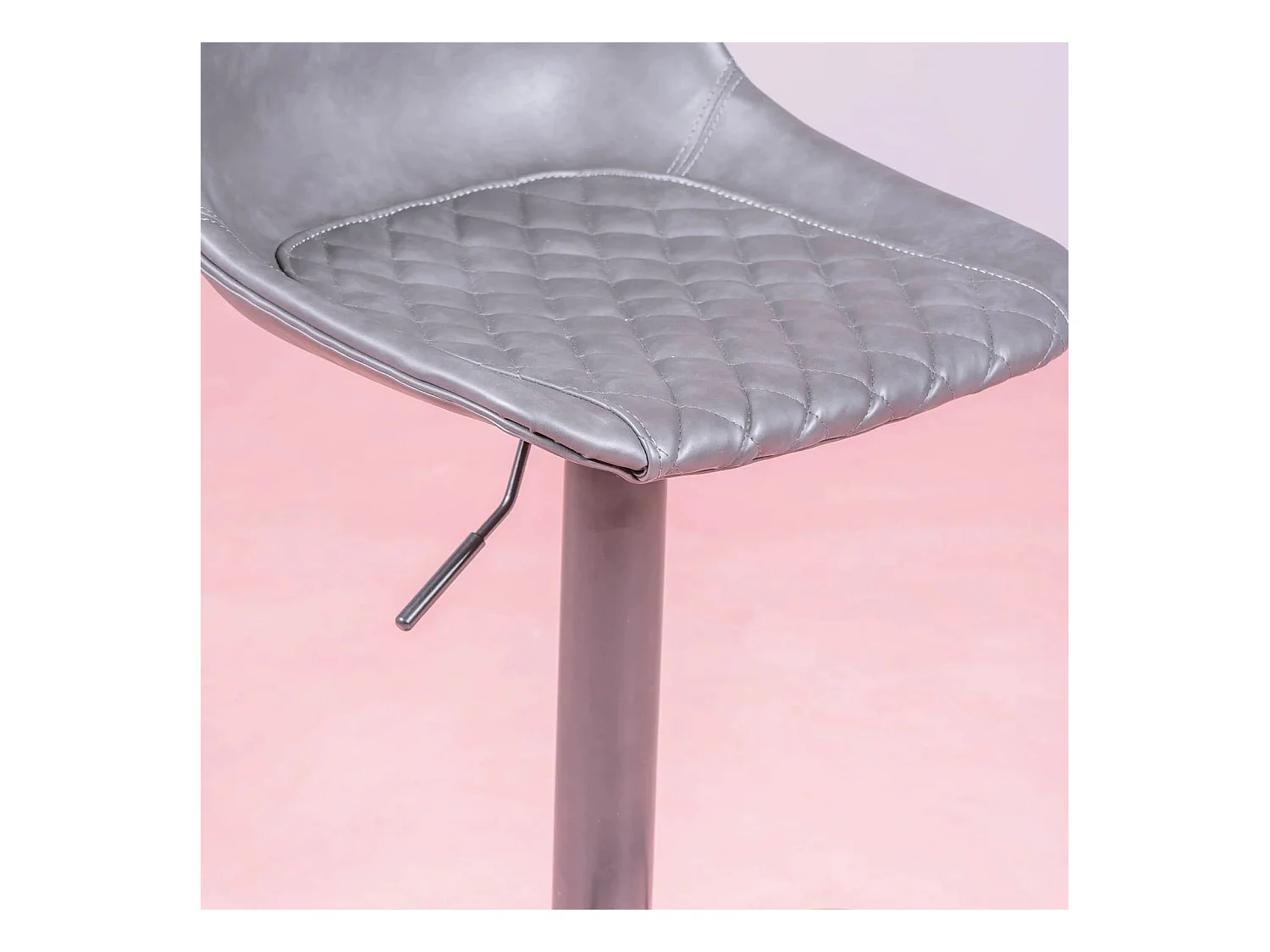 Verstelbare kruk met rugleuning bekleed met kunstleer - Brandon - Grijs