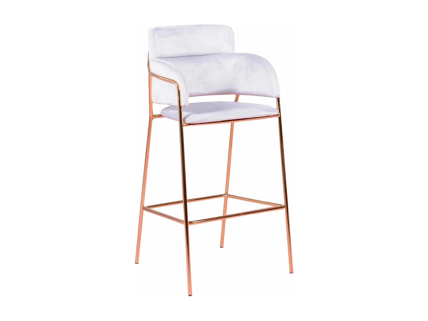 Sgabello di design rivestito in velluto e gambe dorate - Cruiser - Grigio