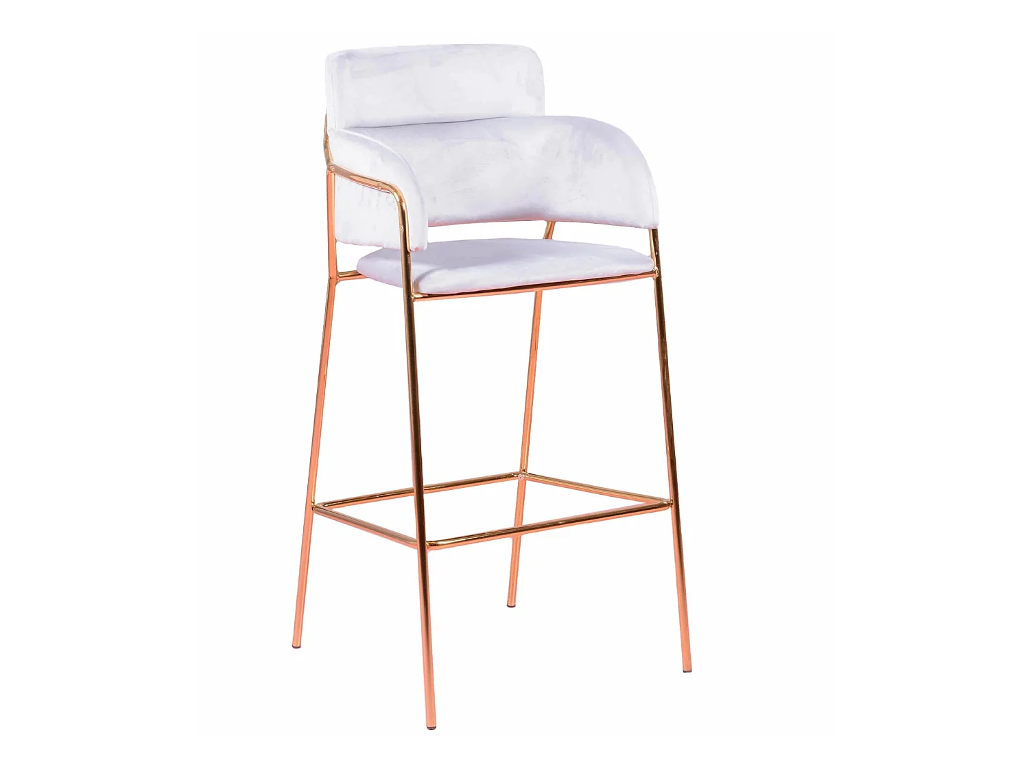 Tabouret design recouvert de velours et pieds dorés - Cruiser - Gris