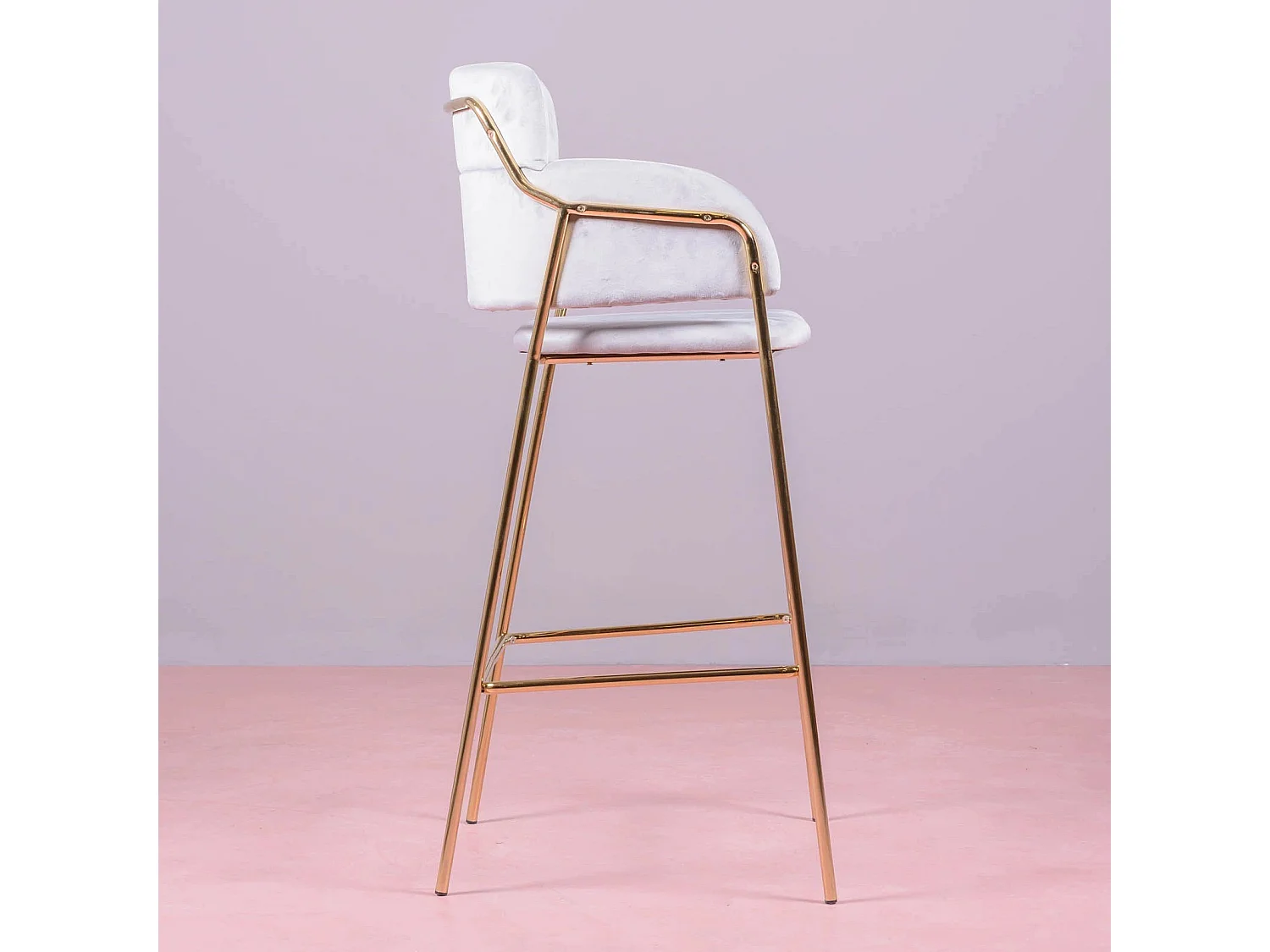 Designer kruk bekleed met fluweel en gouden poten - Cruiser - Grijs