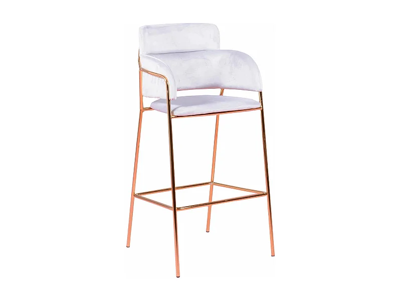 Sgabello di design rivestito in velluto e gambe dorate - Cruiser - Grigio