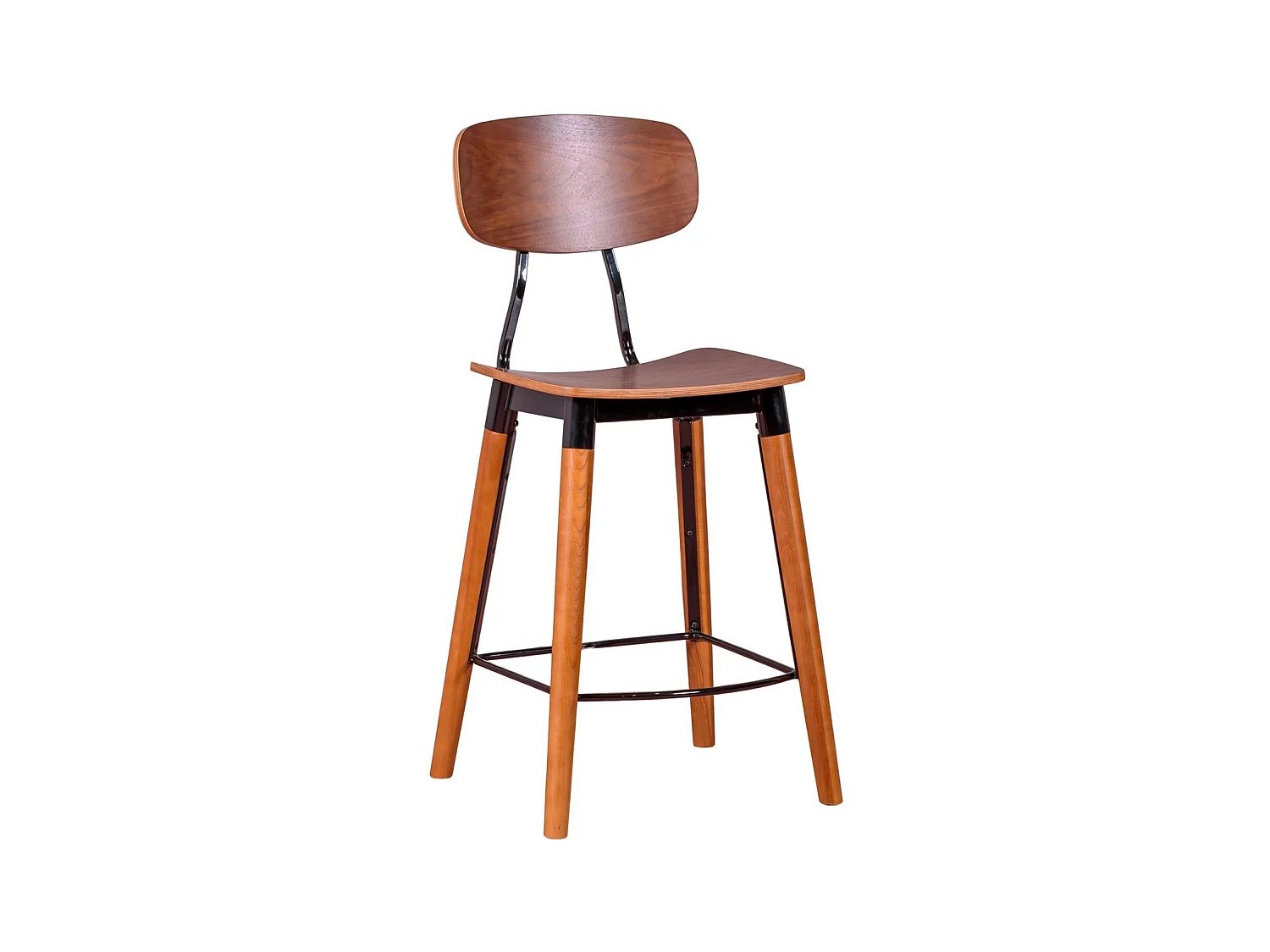 Tabouret industriel en bois de noyer - Copine - Noyer