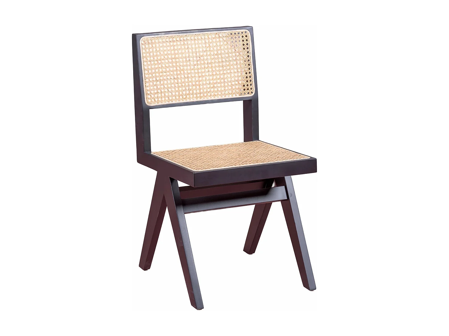 Silla cásica en rattan natural y madera de fresno - Compass - Negro