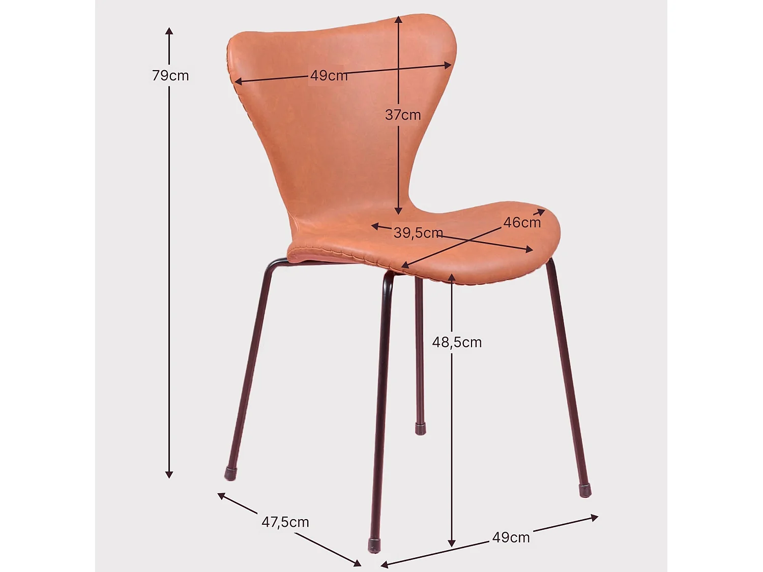 Chaise vintage tapissée de similicuir usé - Seven - Beige