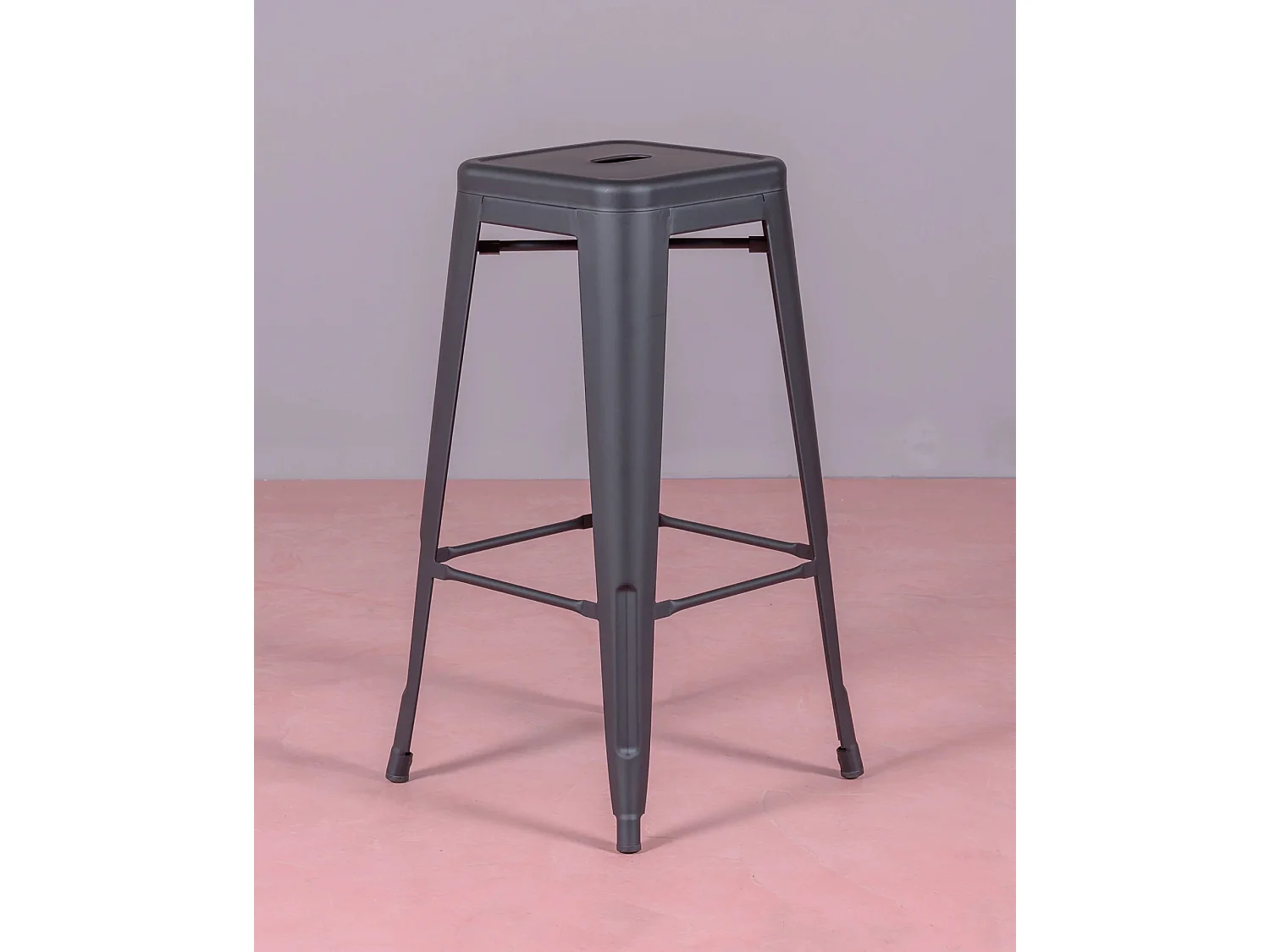 Tabouret métal en acier laqué (76cm) - Bistro - Noir