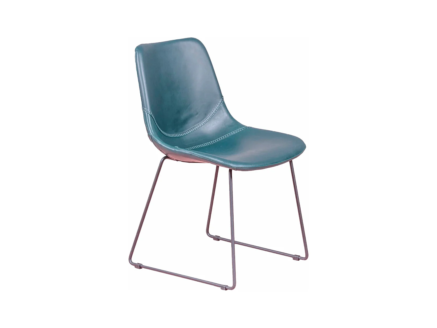 Chaise industrielle vintage tapissée en simili cuir - City - Bleu verdatre