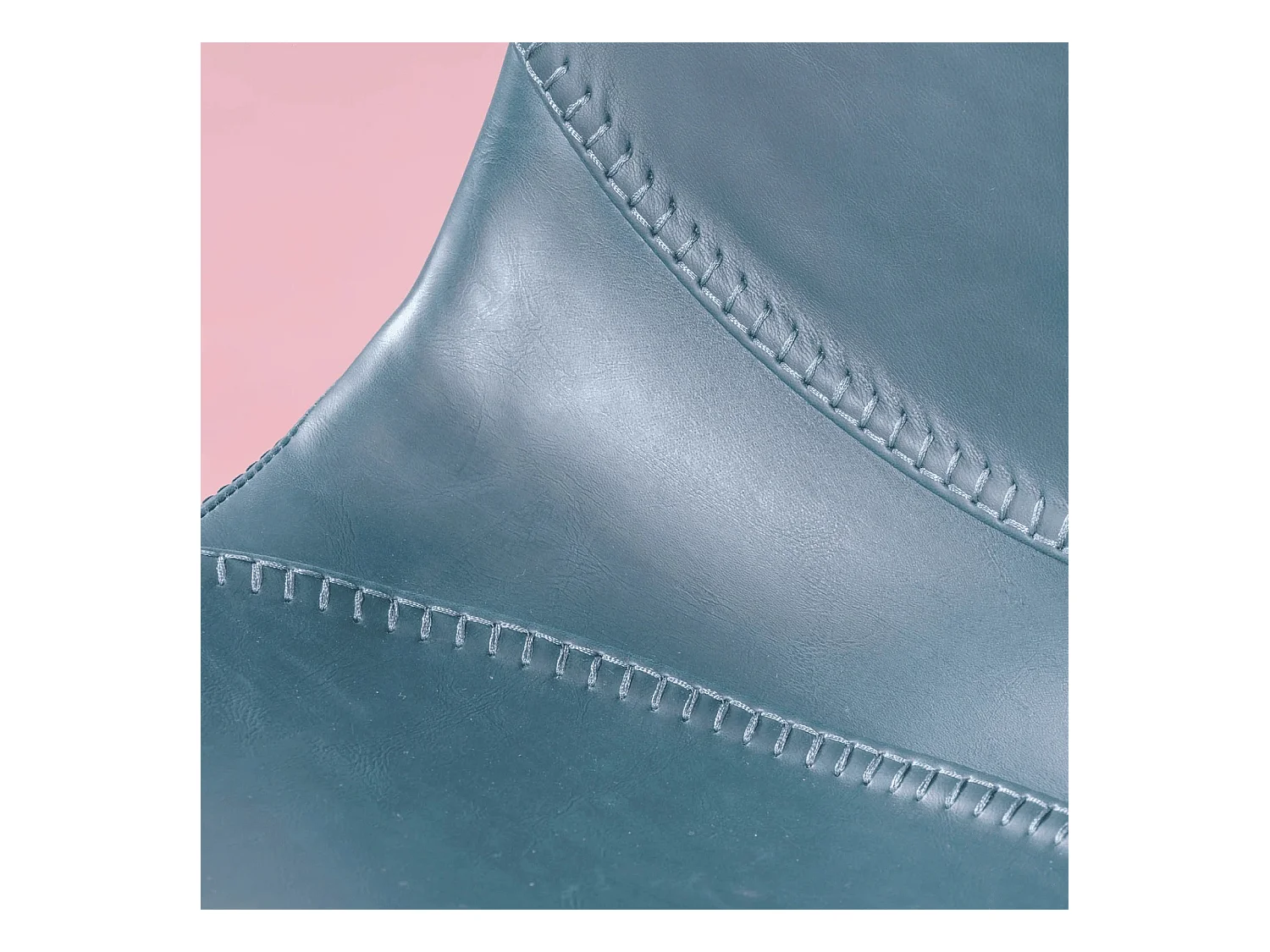 Chaise industrielle vintage tapissée en simili cuir - City - Bleu verdatre