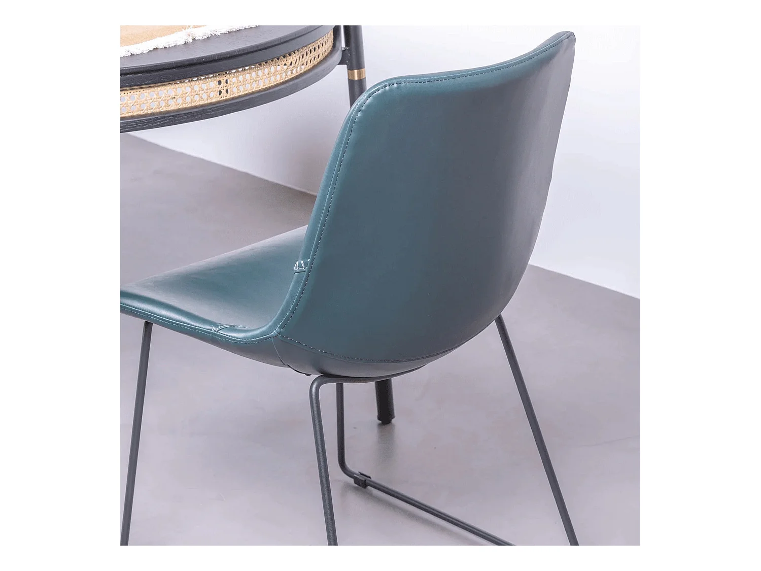 Chaise industrielle vintage tapissée en simili cuir - City - Bleu verdatre