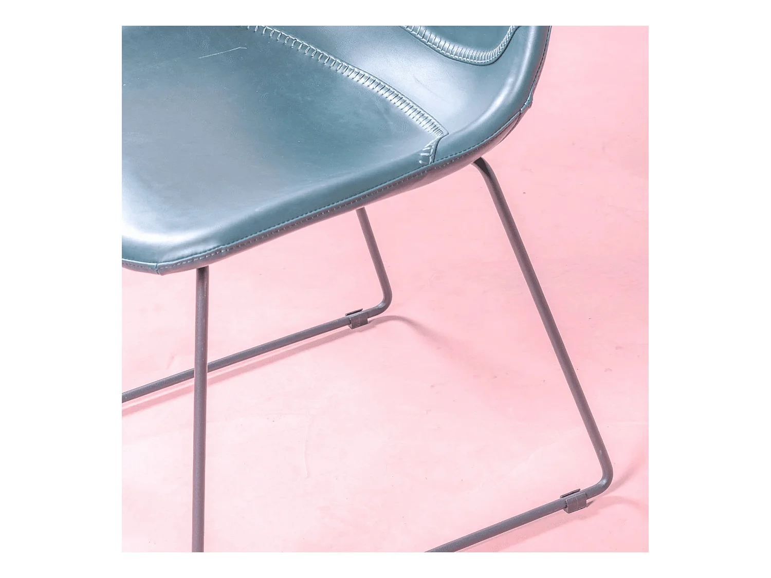 Chaise industrielle vintage tapissée en simili cuir - City - Bleu verdatre