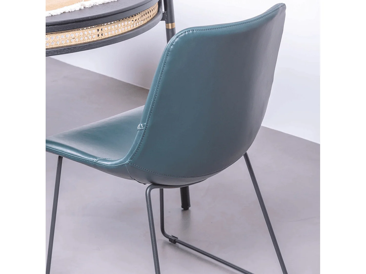 Chaise industrielle vintage tapissée en simili cuir - City - Bleu verdatre