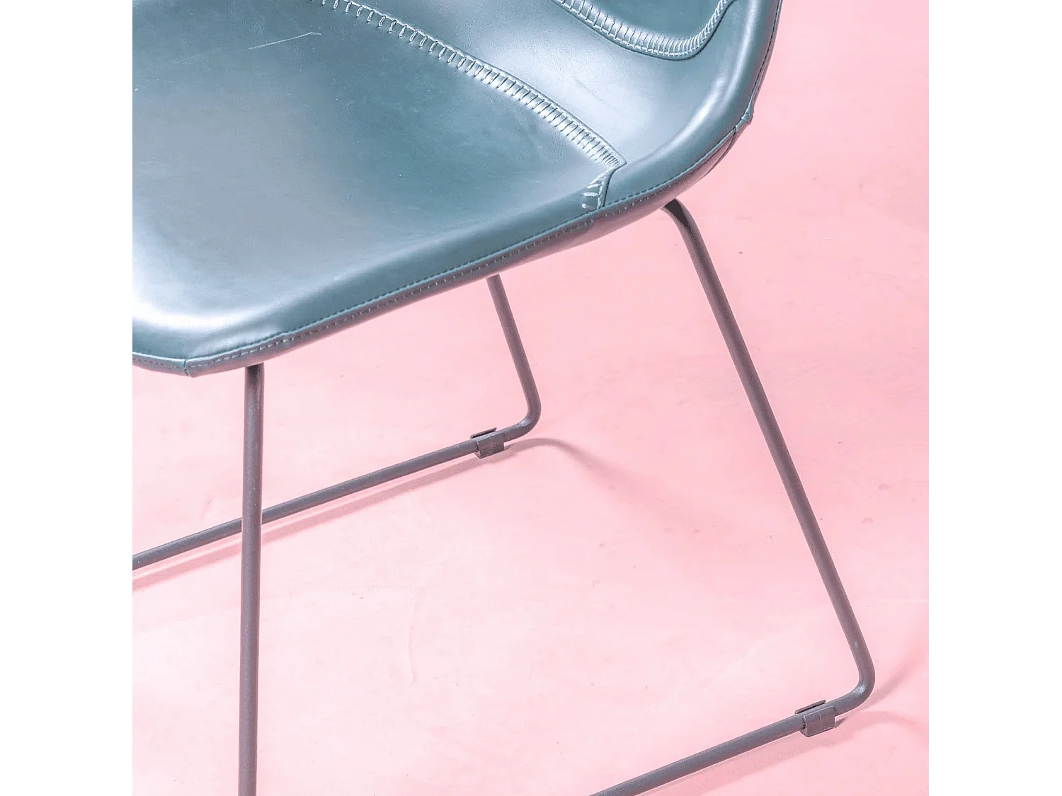 Chaise industrielle vintage tapissée en simili cuir - City - Bleu verdatre