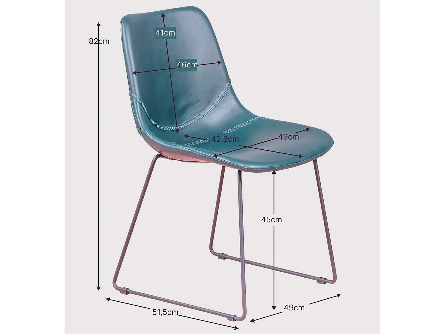 Chaise industrielle vintage tapissée en simili cuir - City - Bleu verdatre