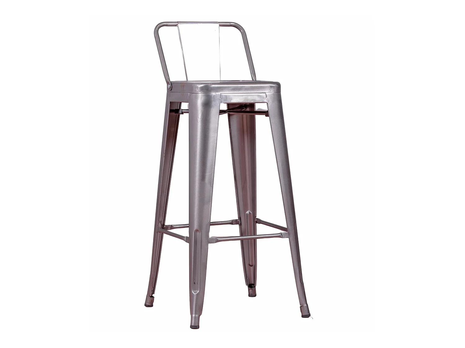 Tabouret industriel en acier métallisé à dossier bas (76cm) - Bistro - Métal