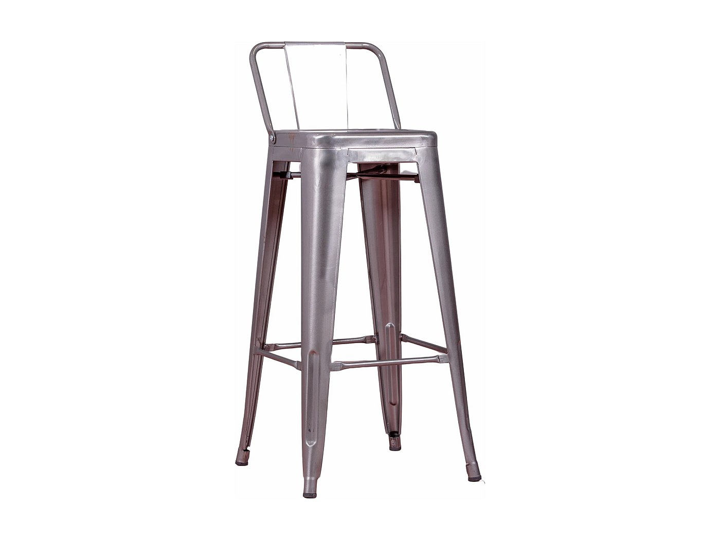 Kosmi Set van 4 barkrukken van metaal, matzwart, industriële stijl, met rugleuning en zitting van licht hout, hoogte 66 cm