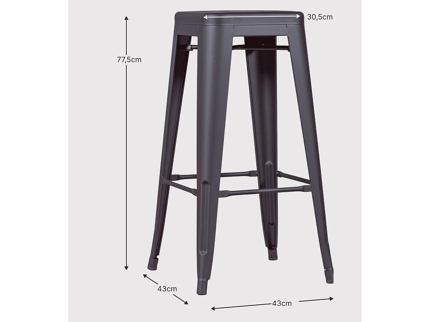 Tabouret industriel empilable en acier métallisé (76cm) - Bistro - Métal