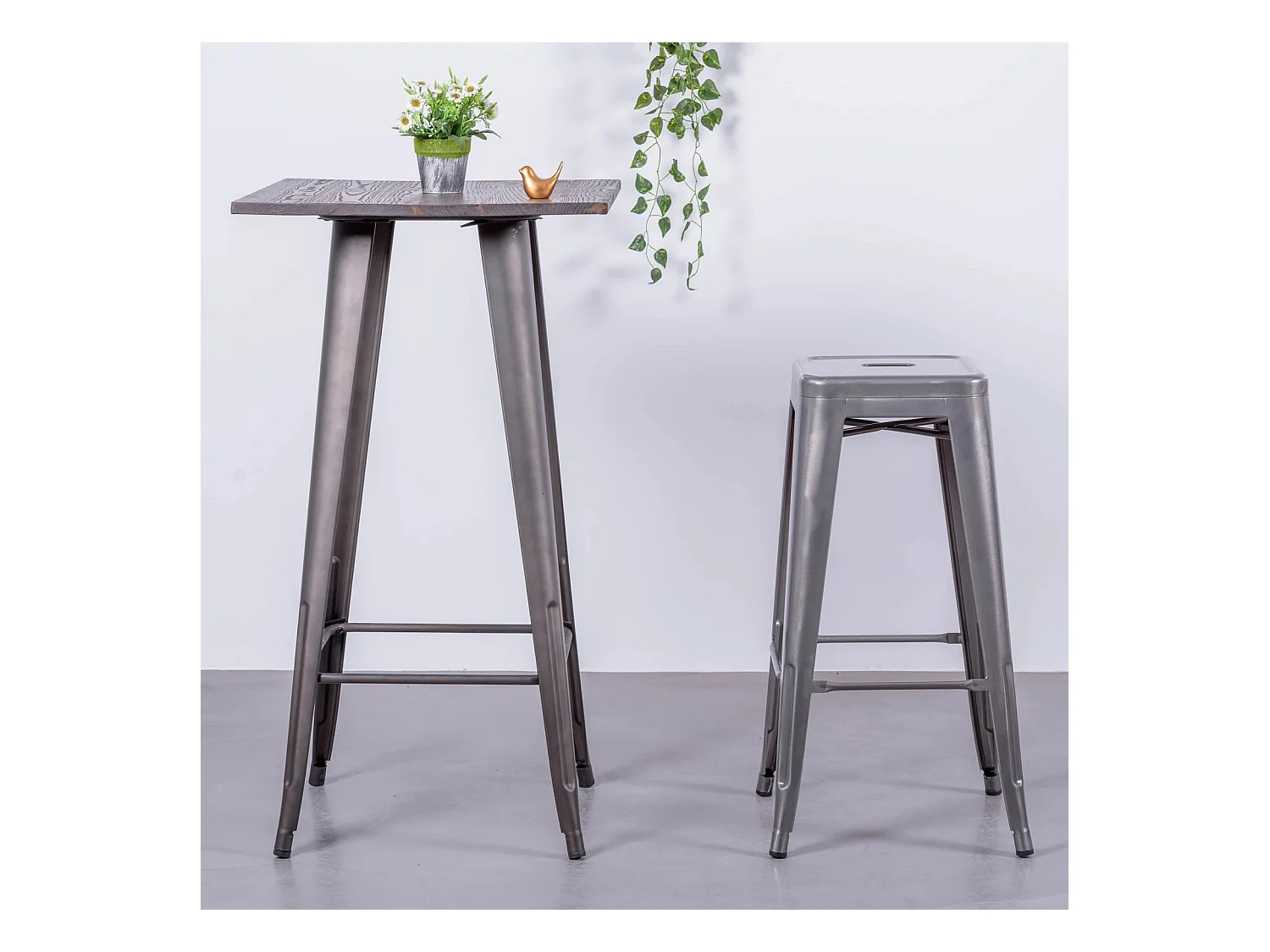 Industriële stapelbare gemetalliseerde stalen kruk (76cm) - Bistro - Metaal