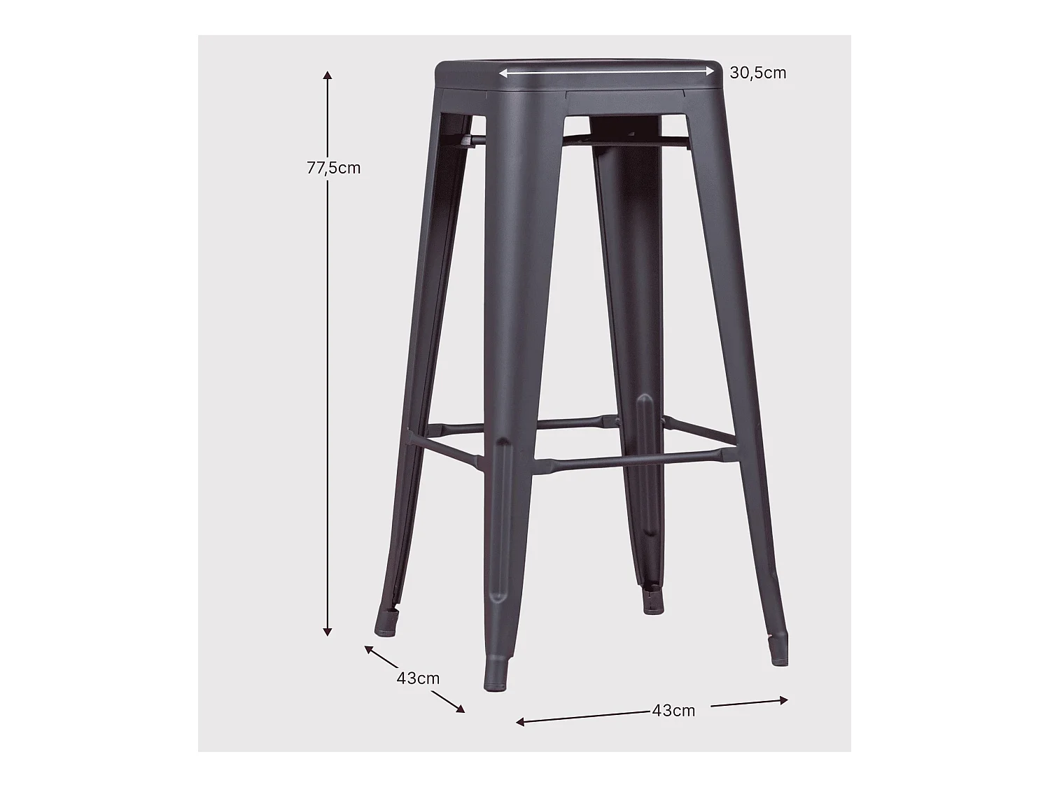 Industriële stapelbare gemetalliseerde stalen kruk (76cm) - Bistro - Metaal