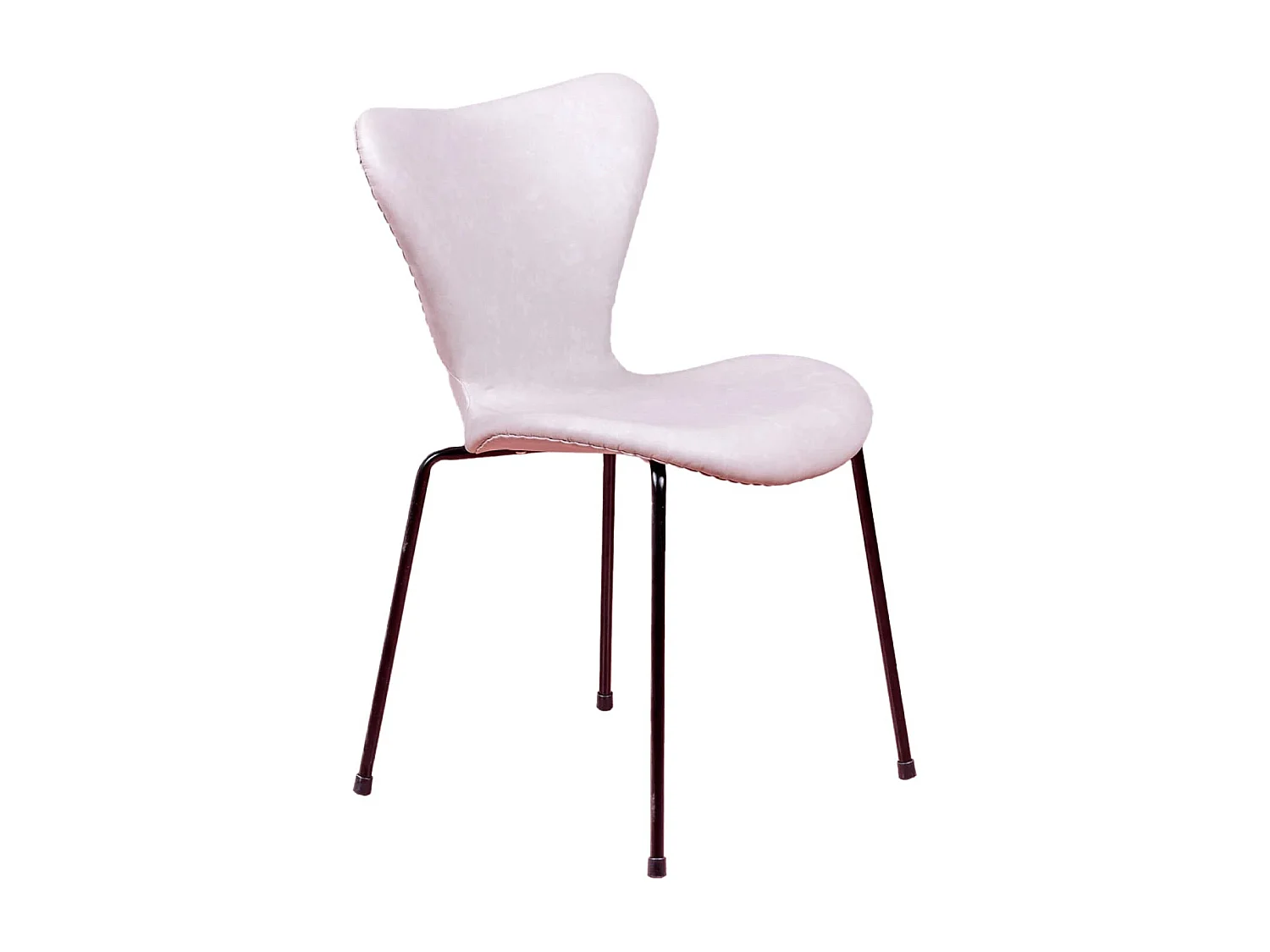 Chaise vintage tapissée de similicuir usé - Seven - Gris