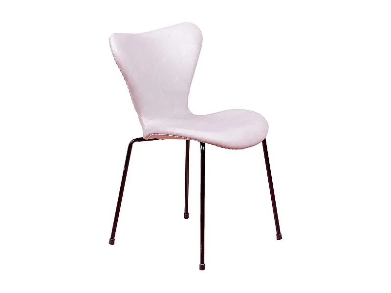 Vintage stoel bekleed met versleten kunstleer - Seven - Grijs