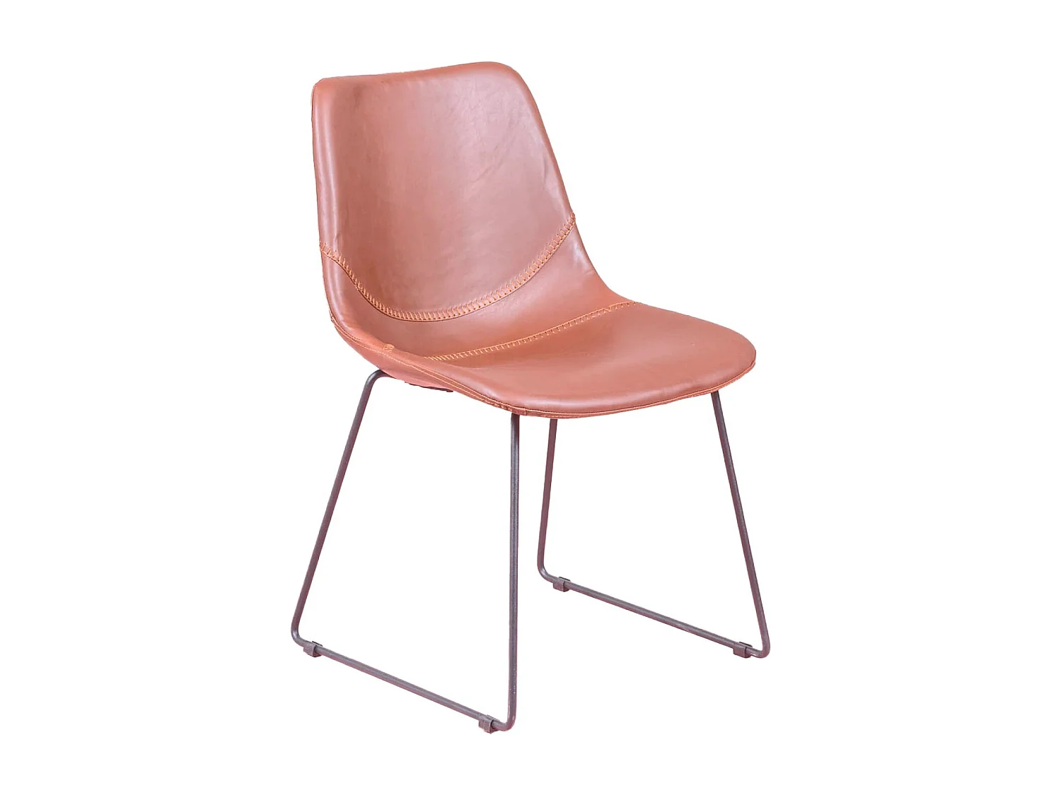 Vintage industriële stoel bekleed met kunstleer - City - Bruin