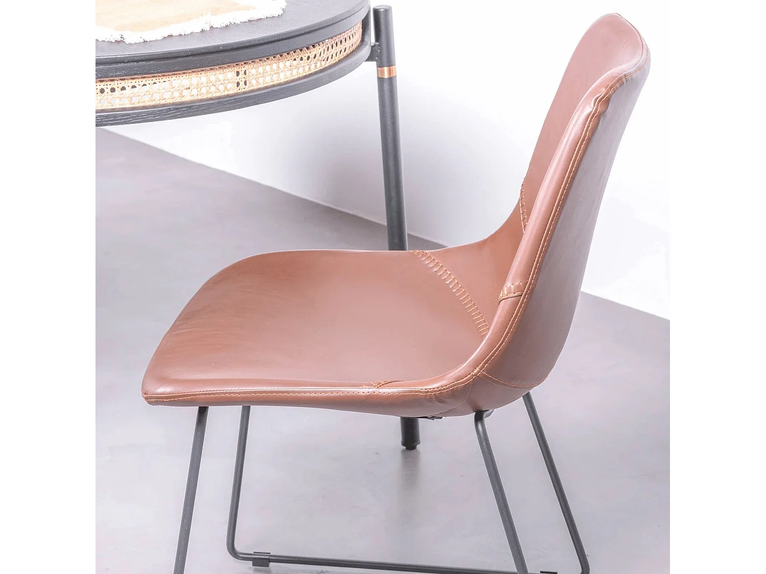 Vintage industriële stoel bekleed met kunstleer - City - Bruin