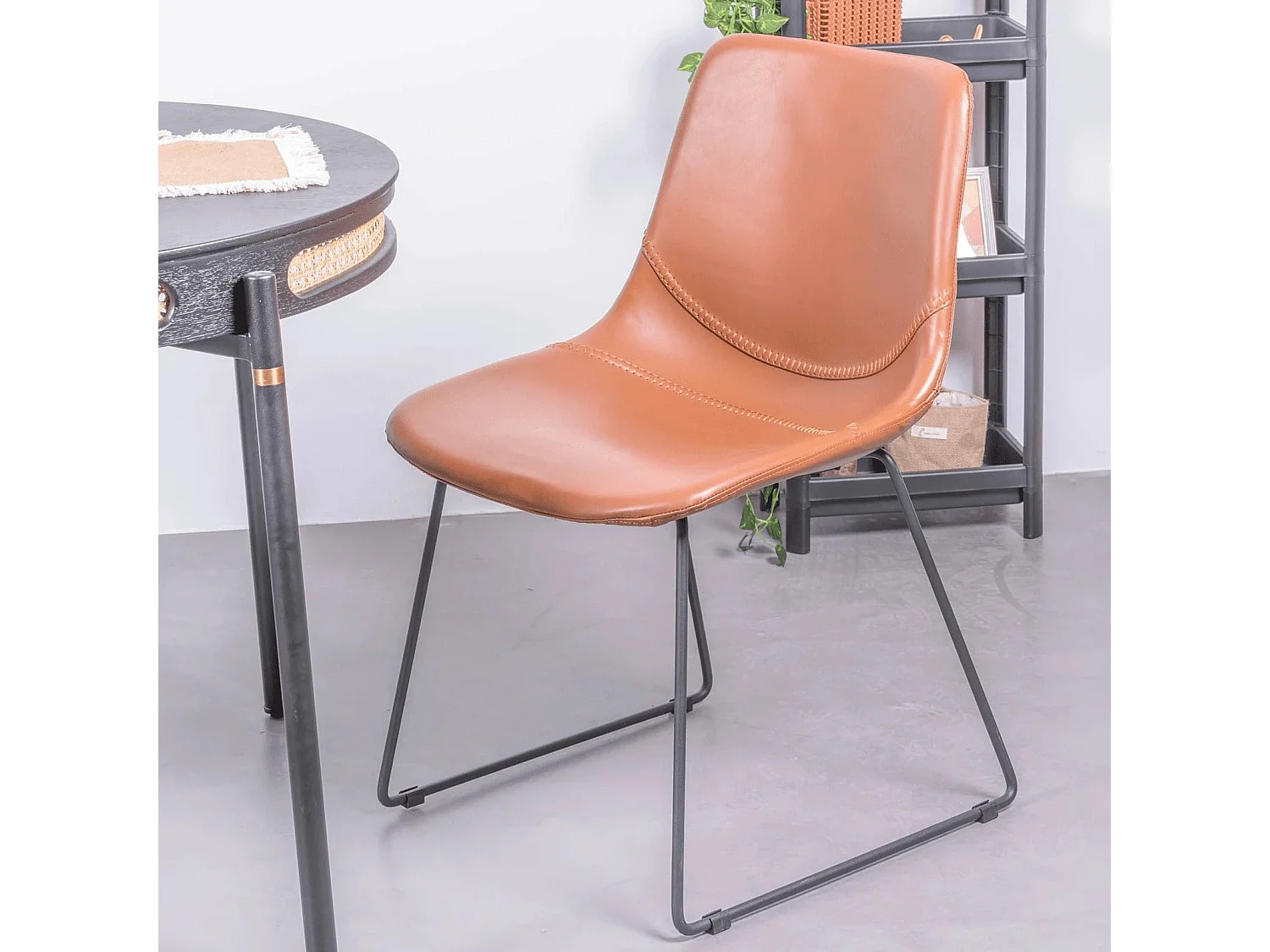 Vintage-Industriestuhl mit Kunstlederbezug - City - Orange