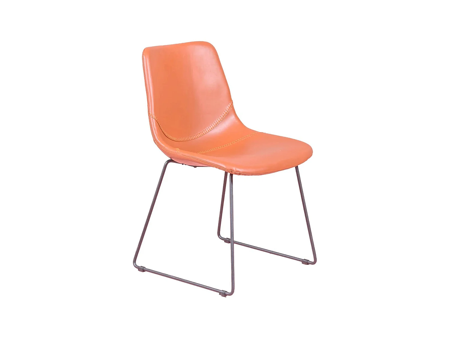Chaise industrielle vintage tapissée en simili cuir - City - Orange