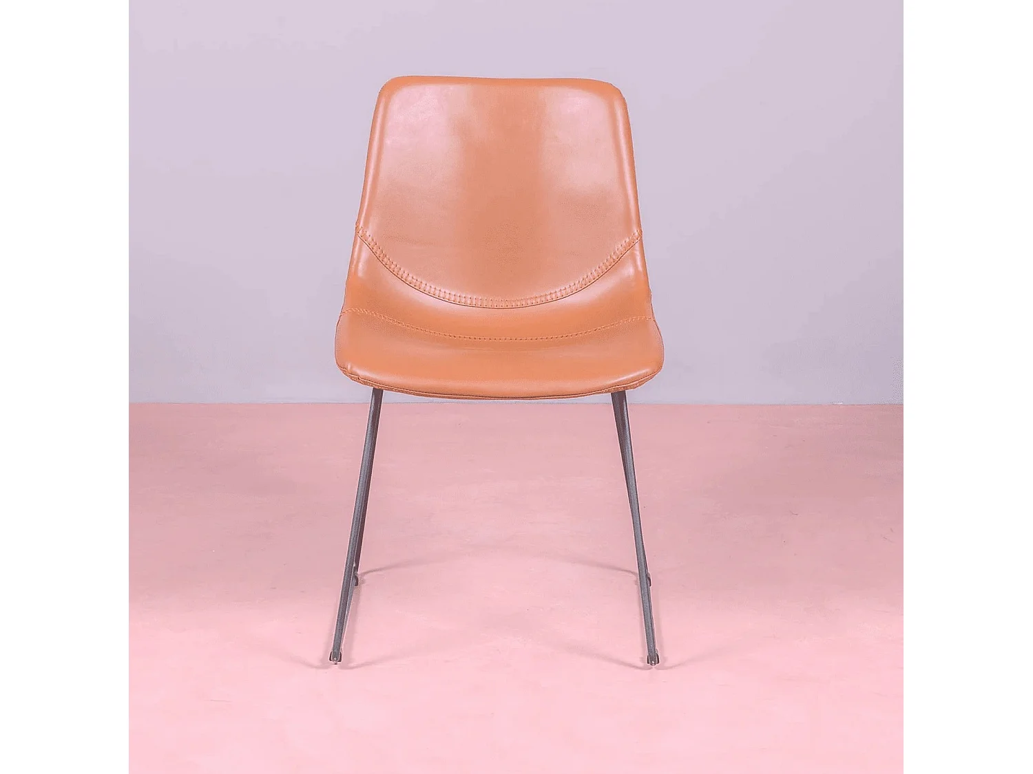 Vintage industriële stoel bekleed met kunstleer - City - Oranje