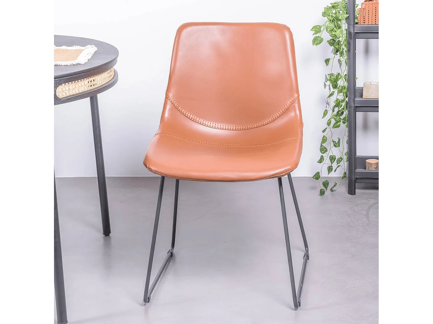 Vintage industriële stoel bekleed met kunstleer - City - Oranje