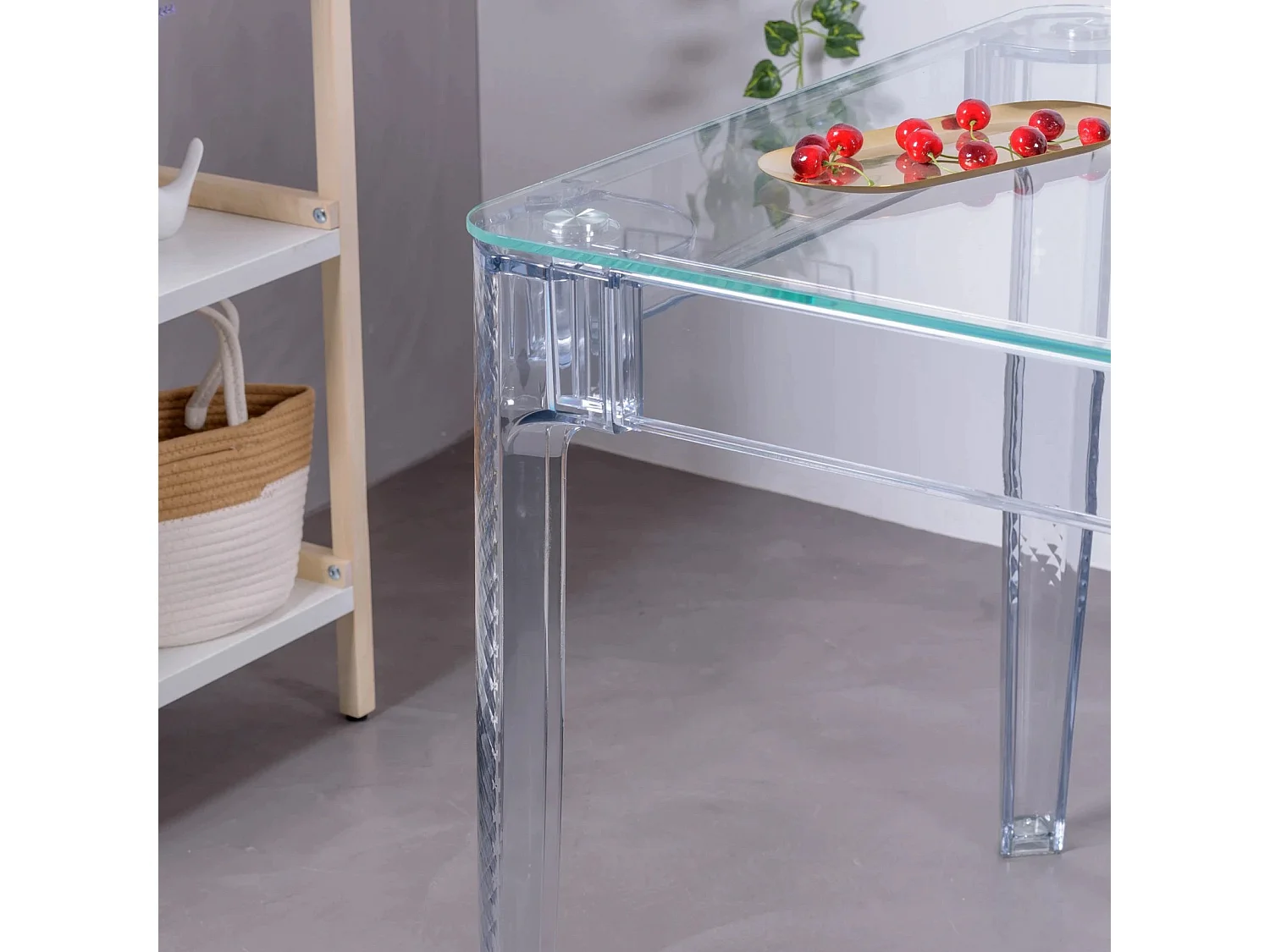 Ensemble de meubles de salle à manger, table transparente (120 cm) et 4 chaises Felipe - Ghost - Transparent