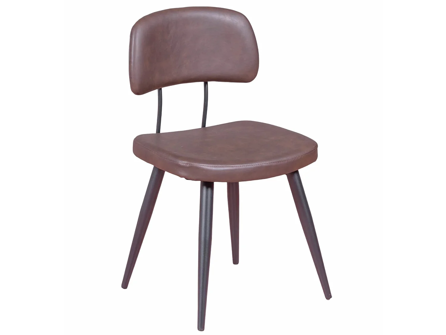 Chaise industrielle rétro tapissée en simili cuir - Copine - Brun