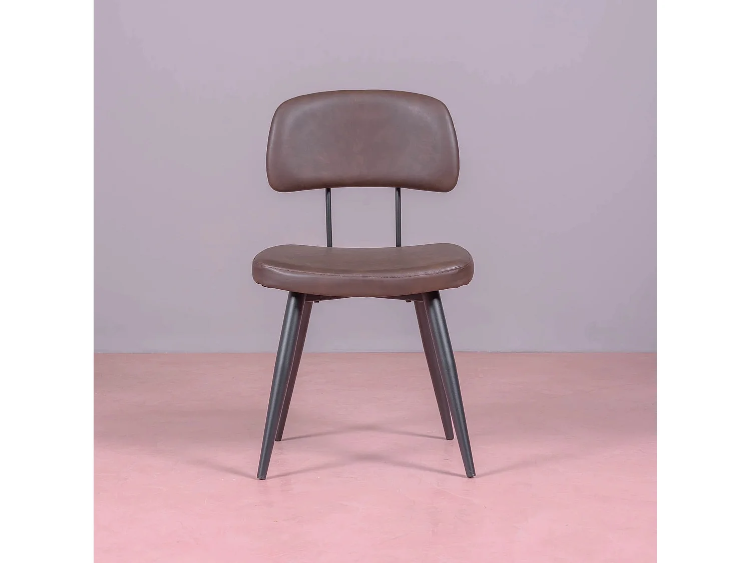 Chaise industrielle rétro tapissée en simili cuir - Copine - Brun